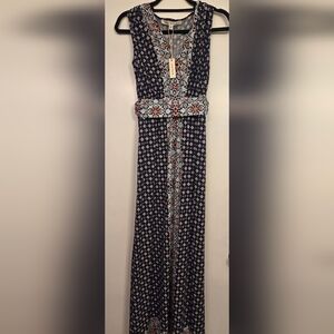 MAX STUDIO, Floral Navy, Patterned, Maxi Dress- Small